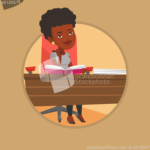 Image of Student writing at the desk vector illustration.