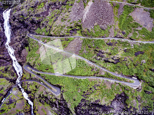 Image of Troll\'s Path Trollstigen or Trollstigveien winding mountain road