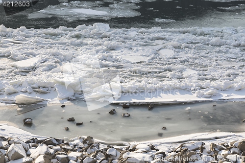 Image of Large Icebergs at Danube river