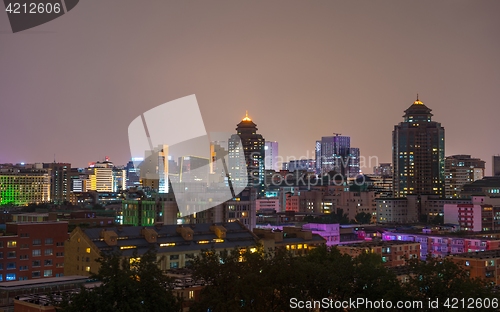 Image of Beijing from above aerial shot at night