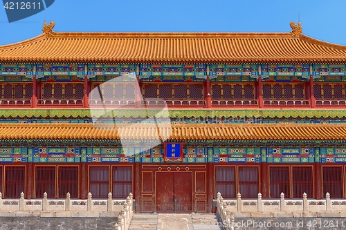 Image of Traditional Chinese building under blue sky