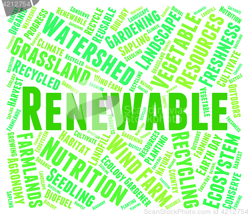 Image of Renewable Word Shows Go Green And Recyclable