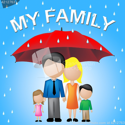 Image of My Family Shows Parasol Umbrella And Sibling