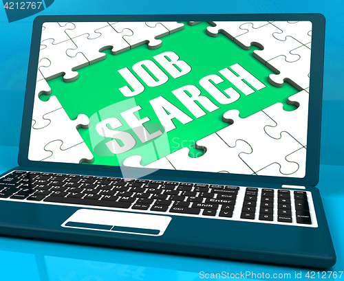 Image of Job Search On Laptop Shows Online Recruitment