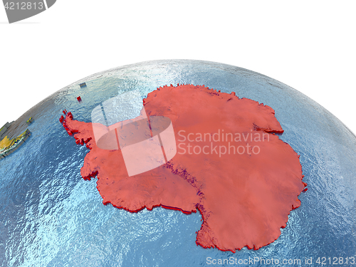 Image of Antarctica on Earth in red