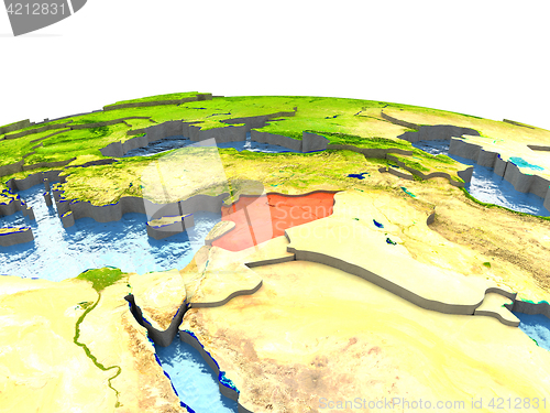 Image of Syria on Earth in red