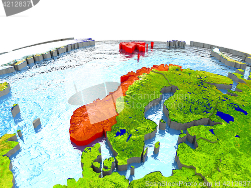 Image of Norway on Earth in red