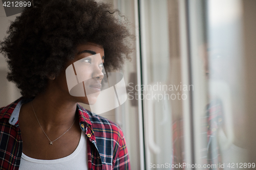 Image of portrait of a young beautiful black woman