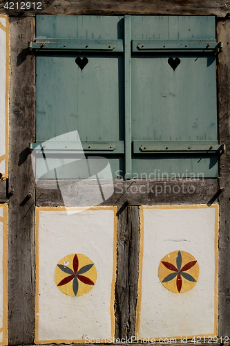Image of Detail of half timbered house at the ecomusee in Alsace