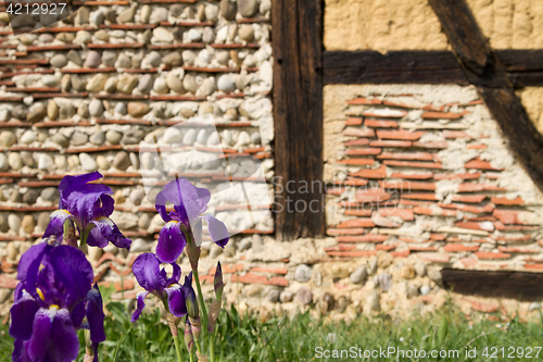 Image of Half timbered house detail at the ecomusee in Alsace