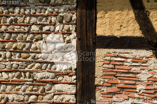 Image of Half timbered house detail at the ecomusee in Alsace