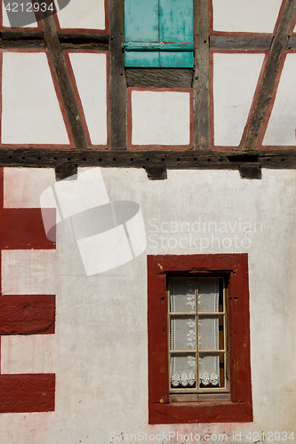 Image of Detail of half timbered house at the ecomusee in Alsace