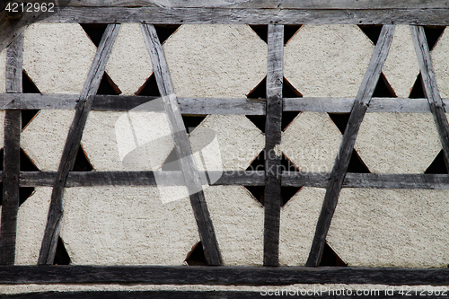 Image of House detail of a half timbered house at the ecomusee in Alsace