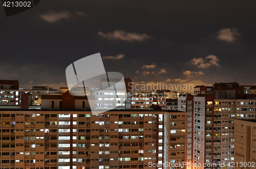 Image of Singapore Public Housing at night