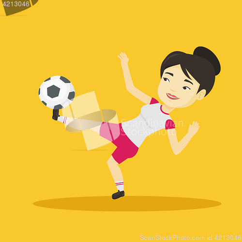 Image of Soccer player kicking ball vector illustration.