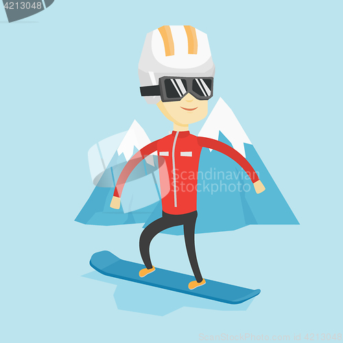 Image of Young man snowboarding vector illustration.