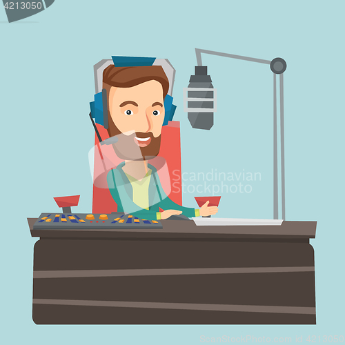 Image of Dj working on the radio vector illustration