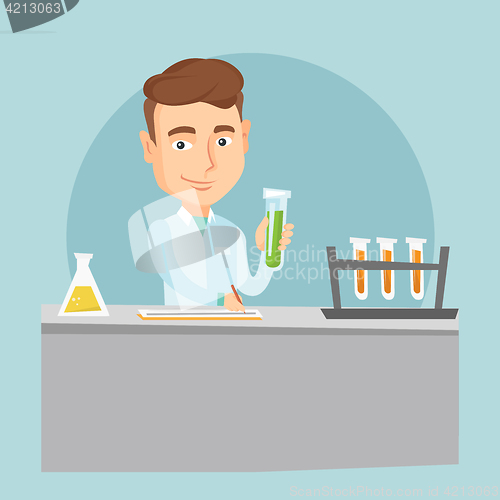 Image of Laboratory assistant working vector illustration.