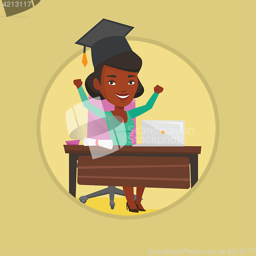 Image of Student using laptop for education.