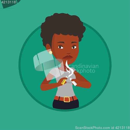 Image of Young woman quitting smoking vector illustration.