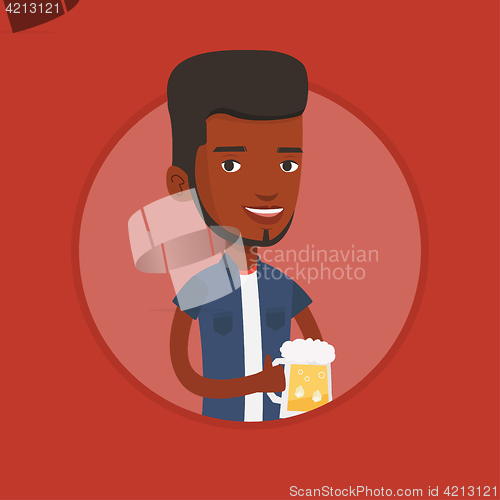 Image of Man drinking beer vector illustration.