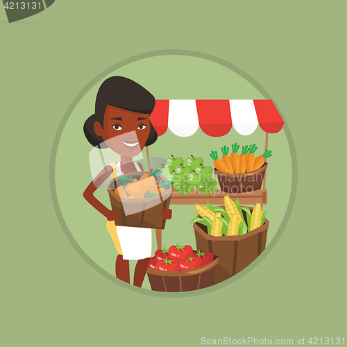 Image of Street seller with fruits and vegetables.