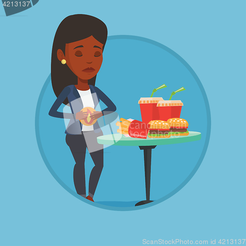 Image of Woman suffering from heartburn vector illustration