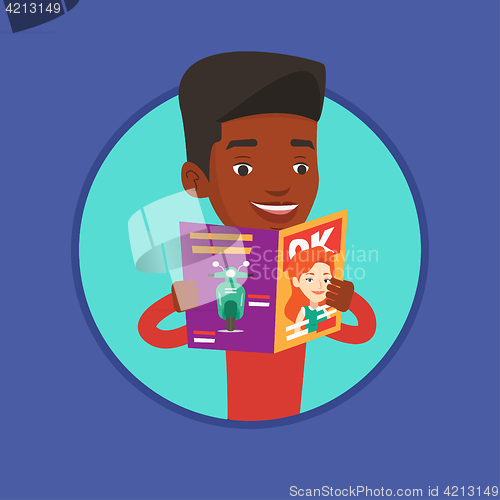 Image of Man reading magazine vector illustration.