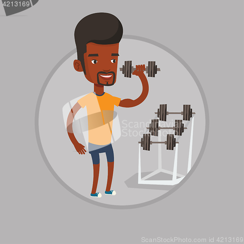 Image of Man lifting dumbbell vector illustration.