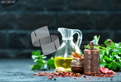 Image of spice and oil