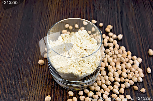 Image of Flour chickpeas in glassful on board