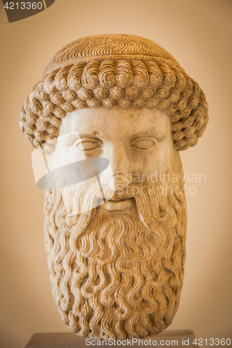 Image of VENICE, ITALY - JUNE 27, 2016: Hermes head in Palazzo Ducale Mus