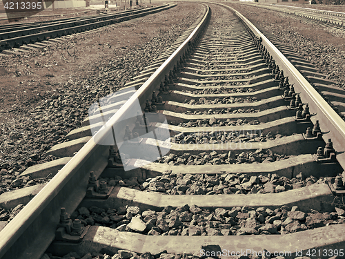 Image of Railroad that go away, sepia