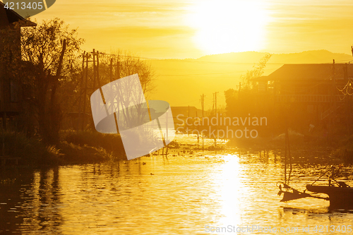 Image of Inle Lake sunset , Myanmar.