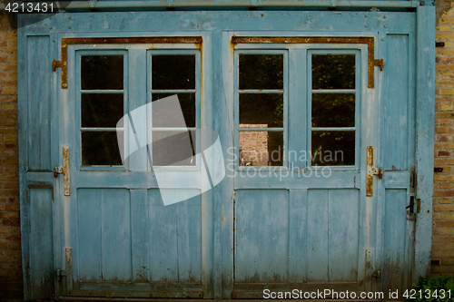 Image of Blue door at the ecomusee in Alsace