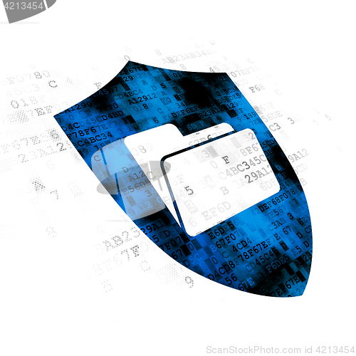 Image of Finance concept: Folder With Shield on Digital background