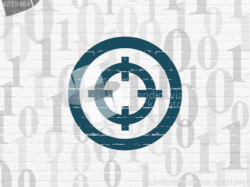 Image of Finance concept: Target on wall background