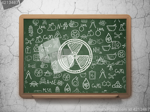 Image of Science concept: Radiation on School board background