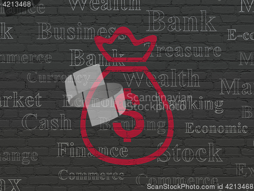 Image of Currency concept: Money Bag on wall background