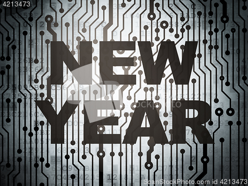 Image of Holiday concept: circuit board with New Year