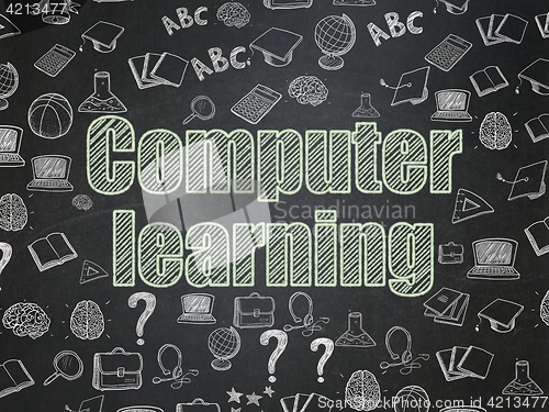 Image of Studying concept: Computer Learning on School board background