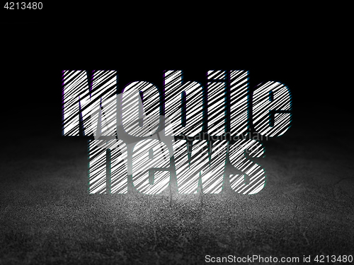 Image of News concept: Mobile News in grunge dark room