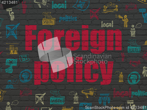 Image of Political concept: Foreign Policy on wall background