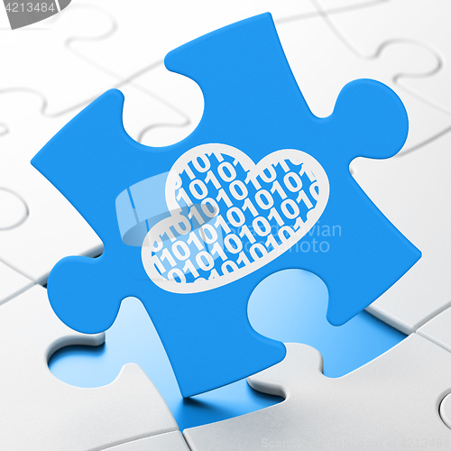 Image of Cloud computing concept: Cloud With Code on puzzle background