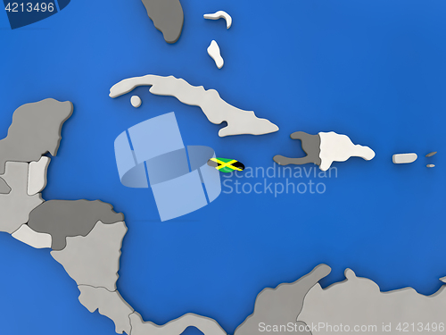 Image of Jamaica on globe