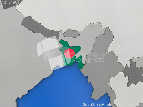 Image of Bangladesh on globe