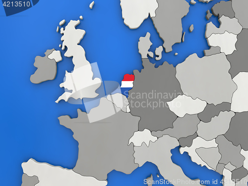 Image of Netherlands on globe