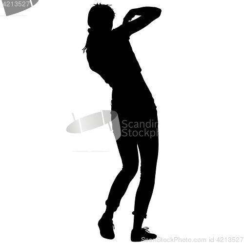 Image of Black silhouettes of beautiful woman on white background. illustration