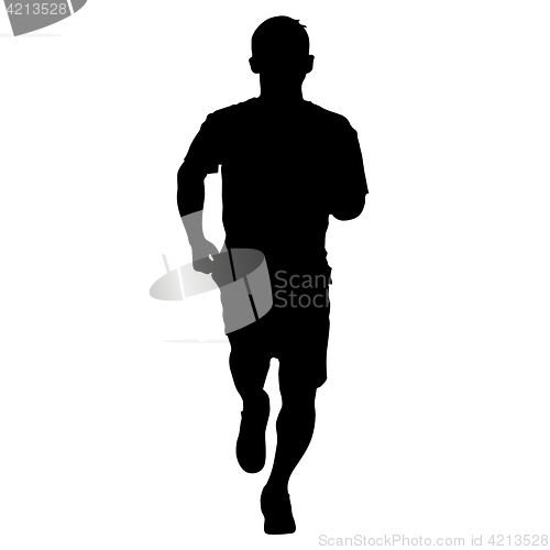 Image of Silhouettes. Runners on sprint, men. illustration