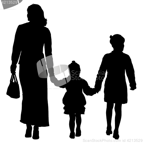 Image of Silhouette of happy family on a white background. illustration.